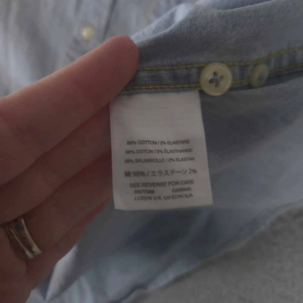 J. Crew Shirt Mens Medium Light Wash Stretch Short-sleeve Chambray Button Down